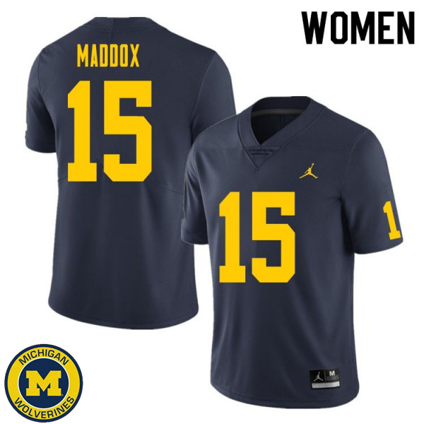 Women University of Michigan #15 Andy Maddox Navy College Game Jersey